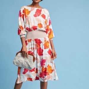 Anthropologie Maeve White Pink and Red Dress